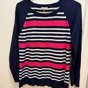 Merona Women's Sweater with Navy and Pink Stripes